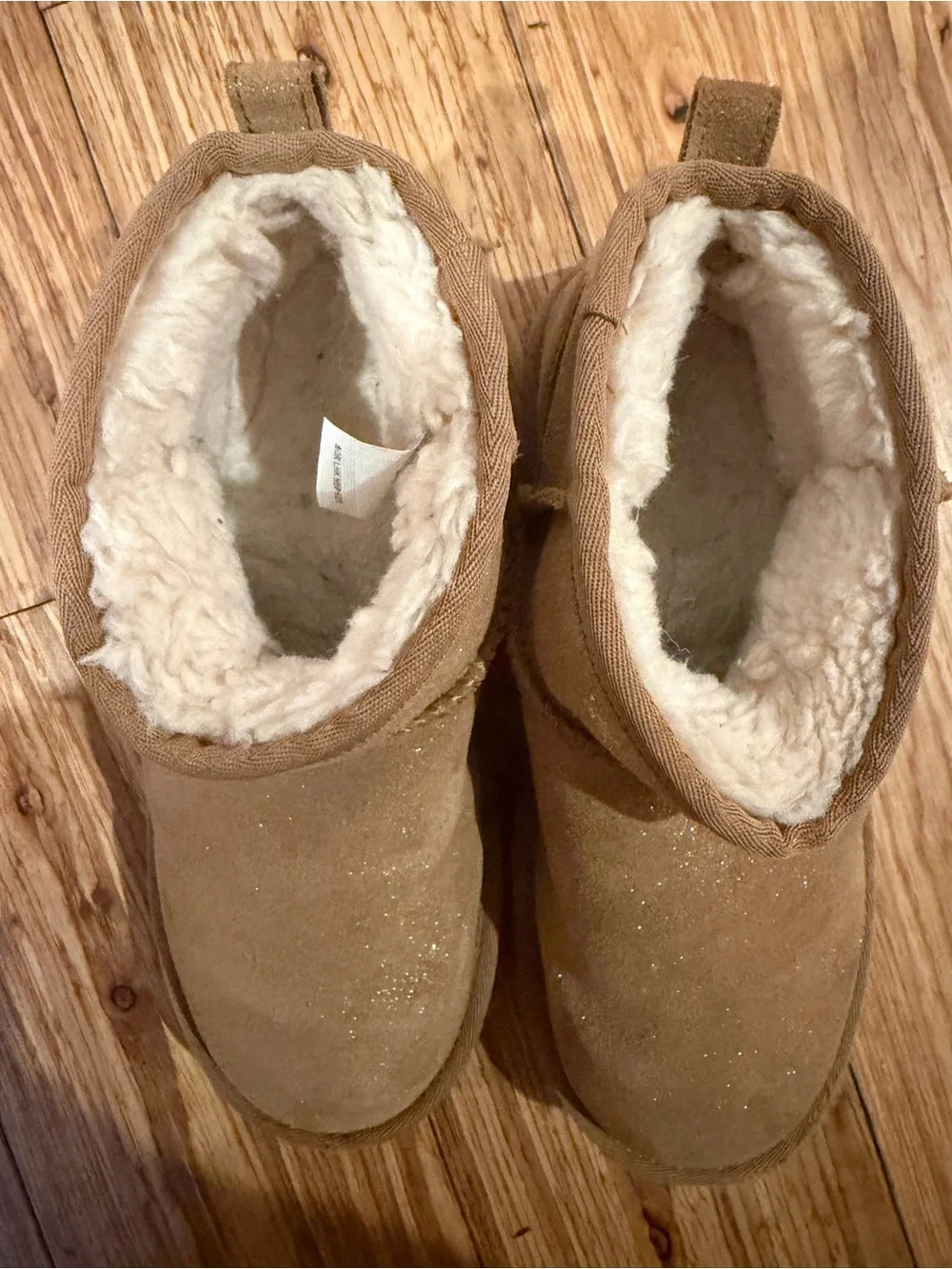 UGG Kids Chestnut Suede Booties with Shearling Lining